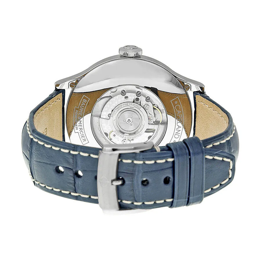 Baume and Mercier Capeland Worldtimer Silver Dial Blue Leather Men's Watch 10106 A10106