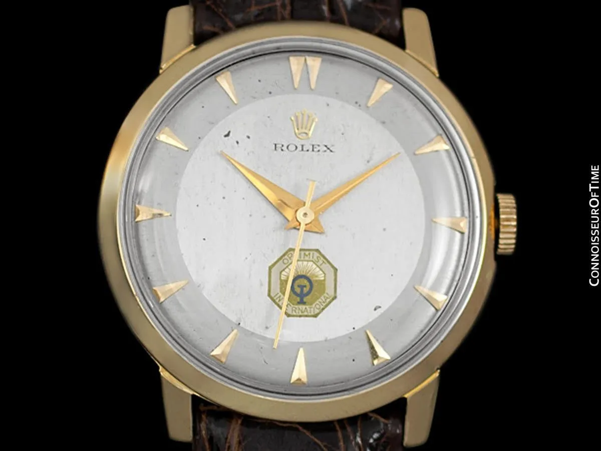 c. 1964 Rolex Vintage Mens Handwound Dress Watch, Optimists International - 14K Gold