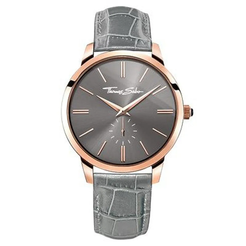 Mens Grey Leather Watch
