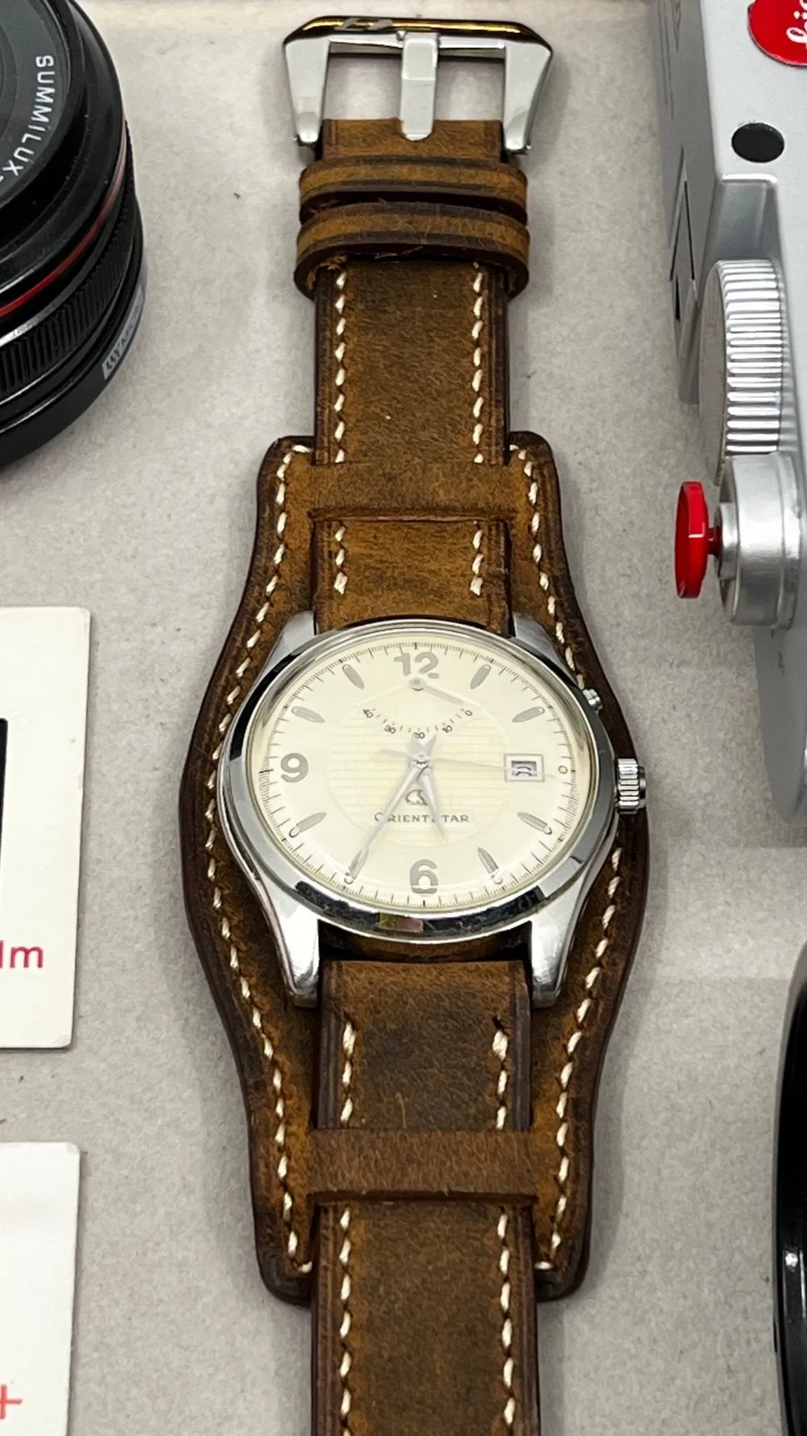 Watch Strap 20mm, Brown Leather Watch Bands 19mm Bund Straps Style, Leather Cuff Watches Handmade